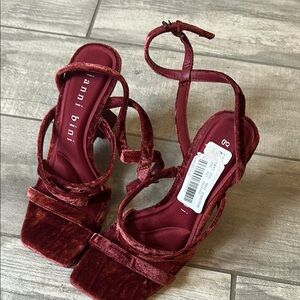 Gianni Bini Red Velvet Heels with Tassel Details